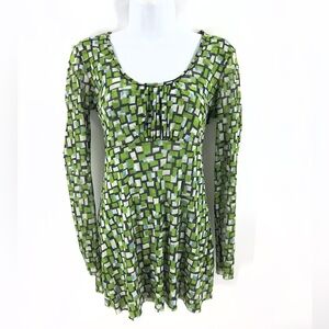 Vintage Y2K Mesh Babydoll Top Womens Large Fairy Grunge Stretch Retro Boho Indie